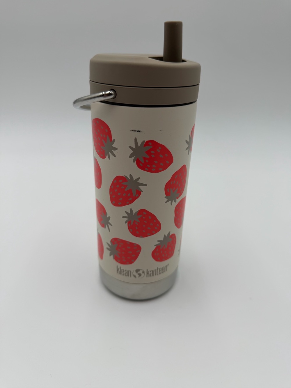 New 12-ounce Klean Kanteen TKWide insulated water bottle -Strawberries pattern